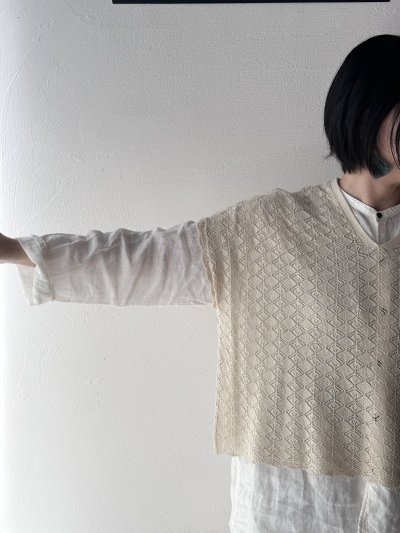 画像3: grin コットンレースニット ポンチョベスト