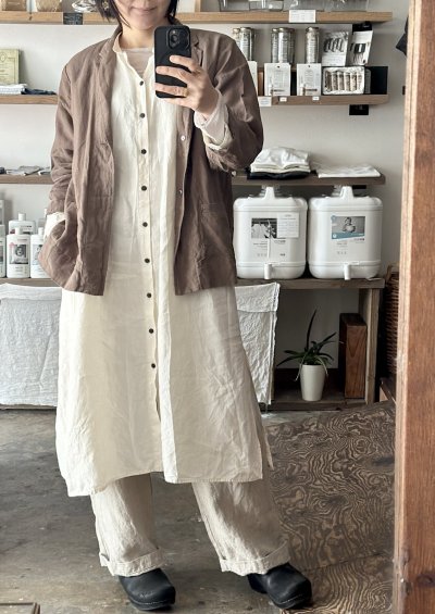 画像1: Luminaes 60コルトレイクリネン シャツワンピース