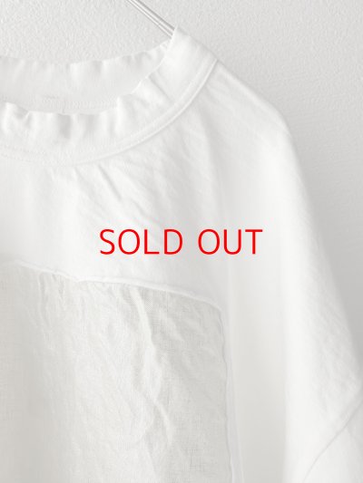 画像3: prit 17/1空紡天竺×40/1リネン箔プリント 5分袖フレームＴシャツ