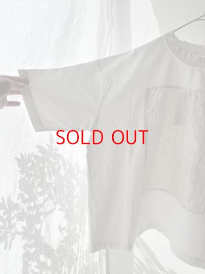 画像2: prit 17/1空紡天竺×40/1リネン箔プリント 5分袖フレームＴシャツ