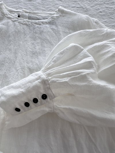 画像3: Luminaes 1/60手染めリネン ランタン袖ブラウス