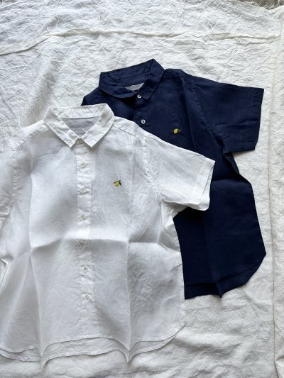 画像1: NATURAL LAUNDRY 60フレンチリネン レモン刺繍シャツ