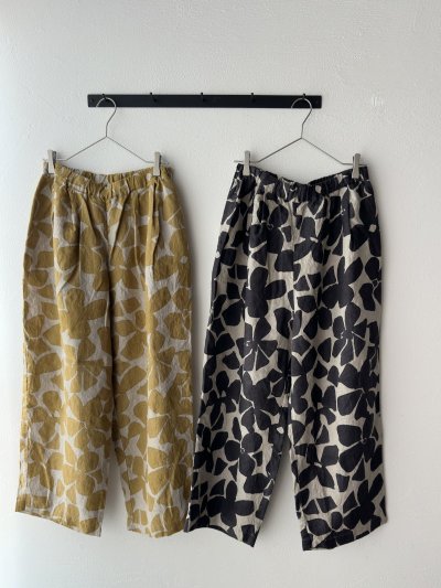画像2: prit 60/1 リネンシーチングビッグフラワープリント タックイージーパンツ