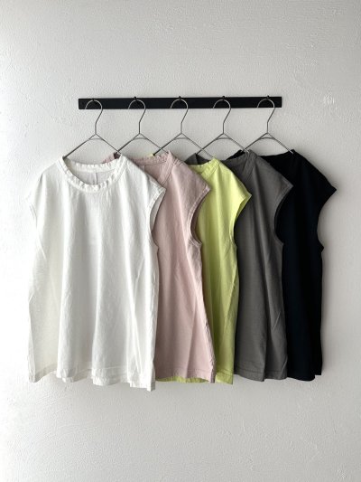 画像2: prit 30/1リサイクルムラ糸天竺 ノースリーブフレアプルオーバー【クリックポスト（185円）発送可能】