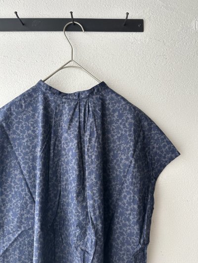 画像7: prit 80/1ローンボタニカルプリント スリーブレススタンドカラーシャツ【クリックポスト（185円）発送可能】