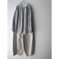 prit 60/1フレンチリネンキャンバス クレリックギャザーブラウス