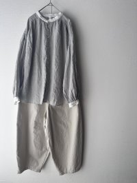 prit 60/1フレンチリネンキャンバス クレリックギャザーブラウス