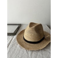 Made in Mada  ELYA ラフィアハット　 NATURAL 革黒ベルト付