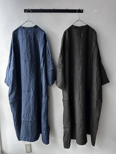 画像5: Véritécoeur 墨染めリネンヘンリーネックワンピース