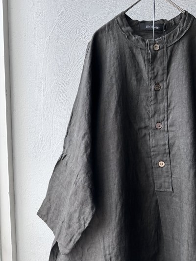 画像2: Véritécoeur 墨染めリネンヘンリーネックワンピース