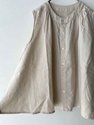 画像5: NATURAL LAUNDRY 40リネン ギャザーノースリ【クリックポスト（185円）発送可能】