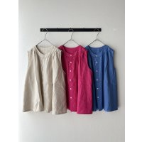 NATURAL LAUNDRY 40リネン ギャザーノースリ【クリックポスト（185円）発送可能】