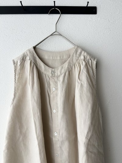 画像3: NATURAL LAUNDRY 40リネン ギャザーノースリ【クリックポスト（185円）発送可能】