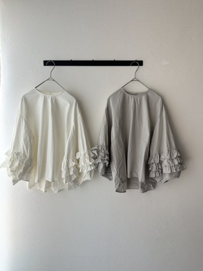 画像1: Gauze# FRILL SLEEVE BLOUSE
