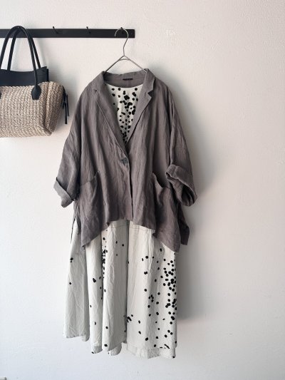 画像6: （予約 / ７月末入荷）　Luminaes 手染めリネン ７分袖ワイドJK