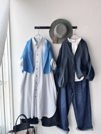 nouvelles du paradis ストライプクロス シャツワンピース【クリックポスト（185円）発送可能】