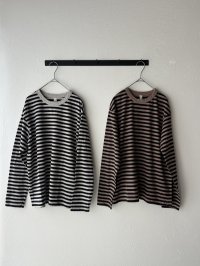 prit 30/1リサイクルムラ糸天竺ボーダー クルーネックプルオーバー