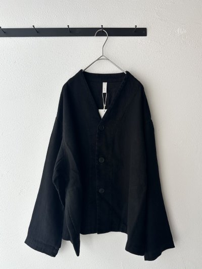 画像4: prit 25/1フレンチリネンツイル起毛 ノーカラージャケット