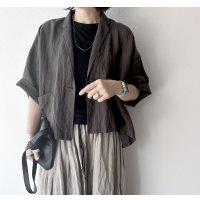 Luminaes 手染めリネン ７分袖ワイドJK