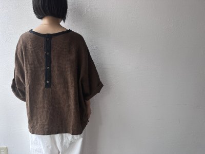 画像2: Luminaes 綿麻千鳥 バイカラー２wayプルオーバー