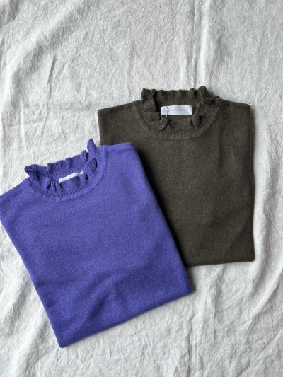 画像1: 【新色入荷】nouvelles du paradis ムーコットンフリルハイネック