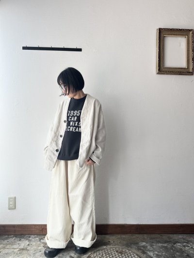 画像2: prit 25/1フレンチリネンツイル起毛 ノーカラージャケット