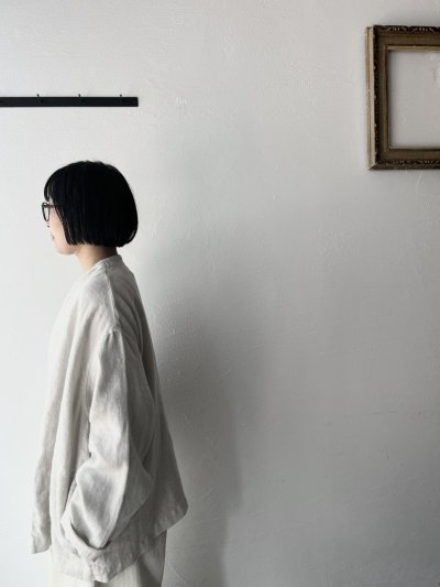 画像3: prit 25/1フレンチリネンツイル起毛 ノーカラージャケット