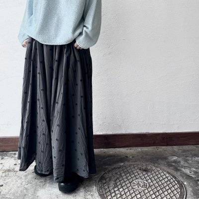 画像1: nouvelles du paradis ドットカットジャガード ギャザースカート