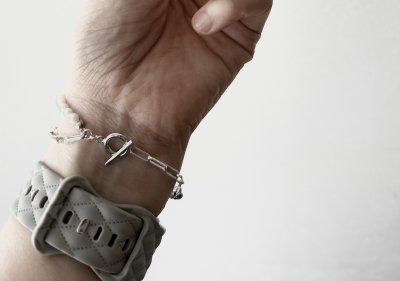 画像5: Luminaes_accessory みるくガラスとマットビーズのバイカラー二重ブレスレット