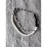 Luminaes_accessory みるくガラスとマットビーズのバイカラー二重ブレスレット
