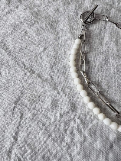 画像8: Luminaes_accessory みるくガラスとマットビーズのバイカラー二重ブレスレット