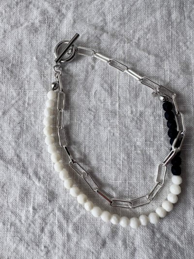 画像6: Luminaes_accessory みるくガラスとマットビーズのバイカラー二重ブレスレット