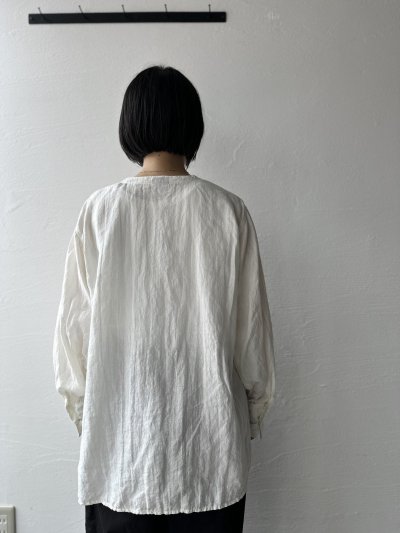 画像5: Luminaes ベルギーリネンブロード カフスのロングシャツ
