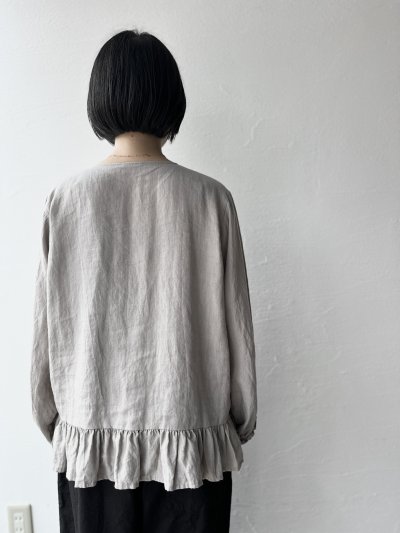 画像6: Luminaes ベルギーリネンブロード 裾フリルブラウス