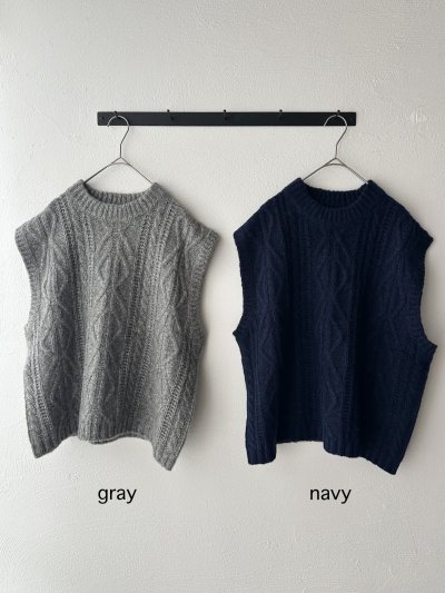 画像3: NATURAL LAUNDRY コットンウールメランジ ケーブルニットベスト
