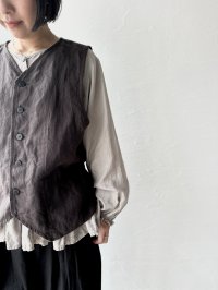 Luminaes ベルギーリネンブロード 裾フリルブラウス