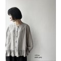 Luminaes ベルギーリネンブロード 裾フリルブラウス