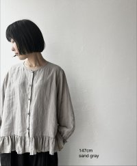 Luminaes ベルギーリネンブロード 裾フリルブラウス
