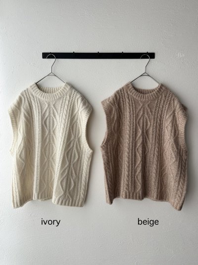 画像2: NATURAL LAUNDRY コットンウールメランジ ケーブルニットベスト