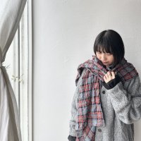 prit ウールコットンチェック ストール 