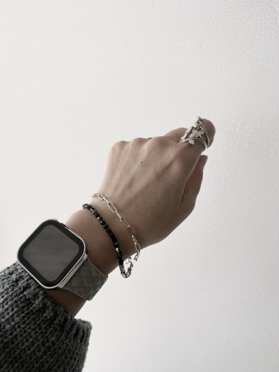 画像1: Luminaes_accessory スワロフスキーとメタルチェーンの二重ブレスレット