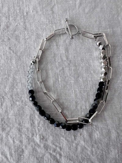 画像4: Luminaes_accessory スワロフスキーとメタルチェーンの二重ブレスレット
