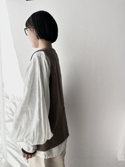 画像5: Luminaes 1/60手染めリネン ランタン袖ブラウス