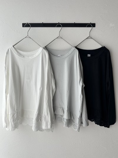 画像1: grin レースコンビ 裾レイヤープルオーバー