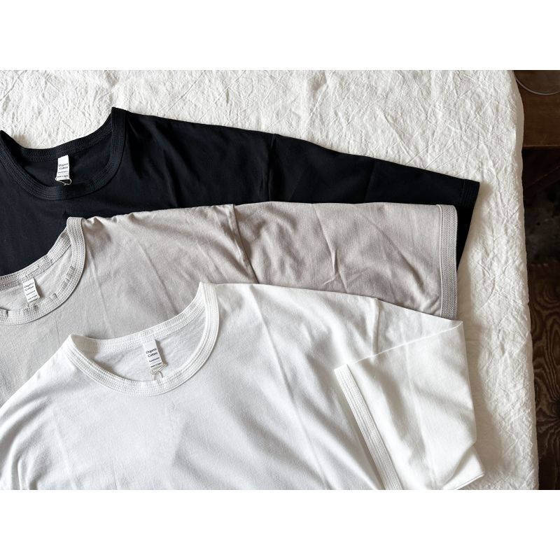 【新色入荷】harmonie-Organic Cotton- 天竺 6ステッチ ドロップショルダー ハーフスリーブT 【クリックポスト発送可】