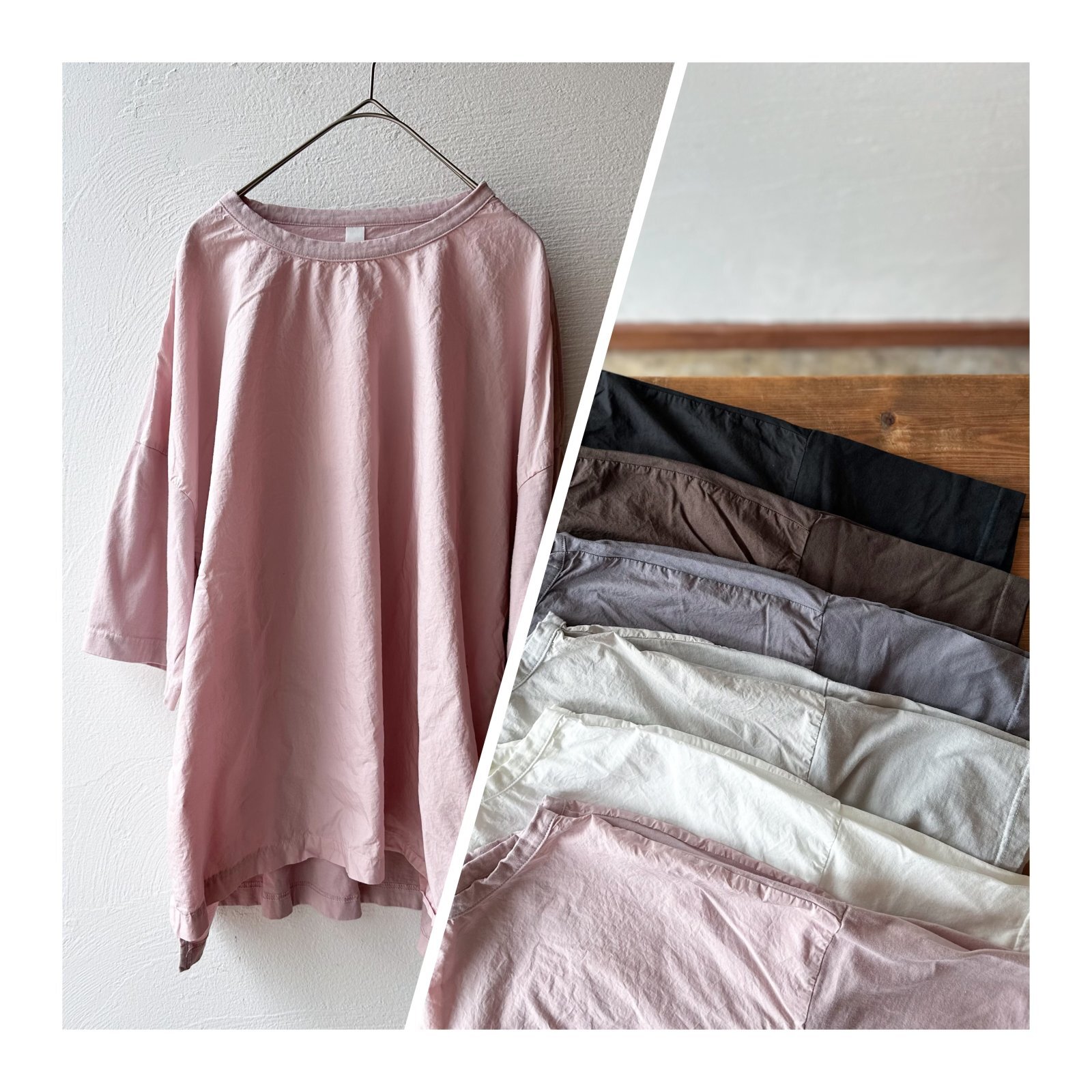 prit 30/1ハイゲージ天竺 × 80/1 タイプライター 切替５分袖Tシャツ