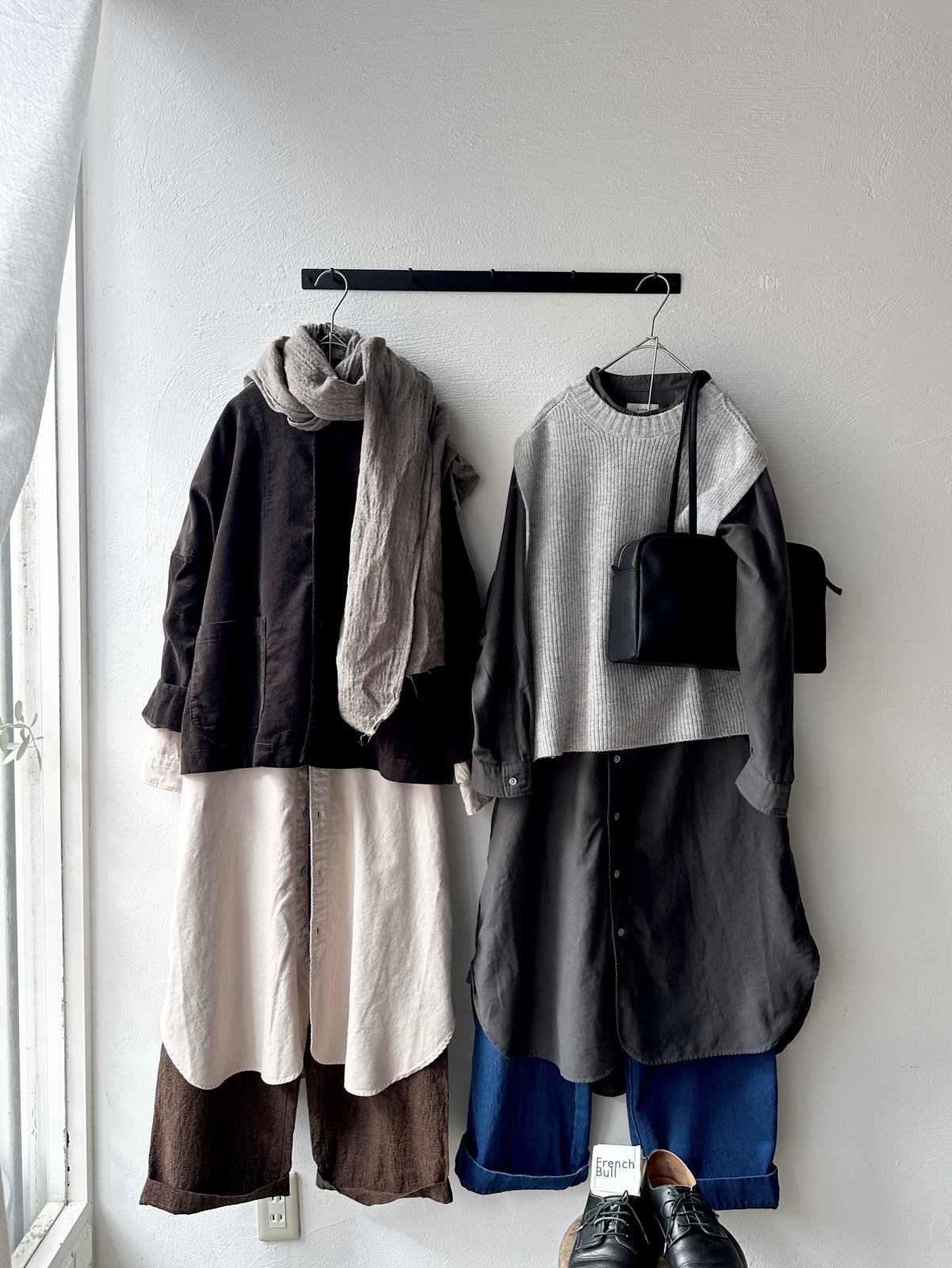 RINEN 40/1ライトモールスキン スタンドカラーワンピース