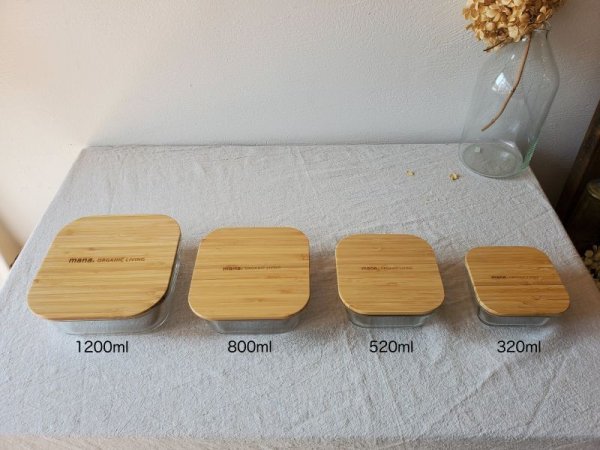 画像5: mana. 竹と耐熱ガラス容器 スクエア (5)