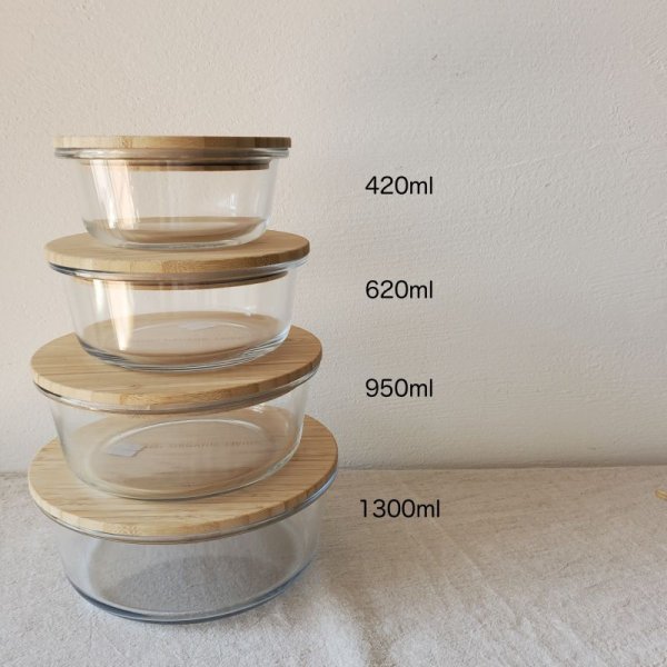 画像5: mana. 竹と耐熱ガラス容器 ラウンド (5)