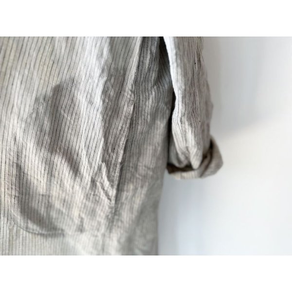 画像9: Luminaes リネン先染めオーバーダイストライプ シャツOP (9)
